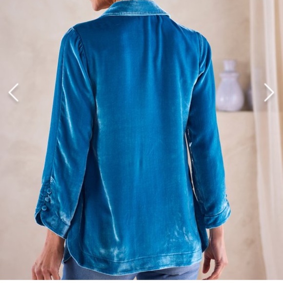 Soft Surroundings Icon Silk Velvour Poets Tunic Button Front Shirt - Picture 2 of 12